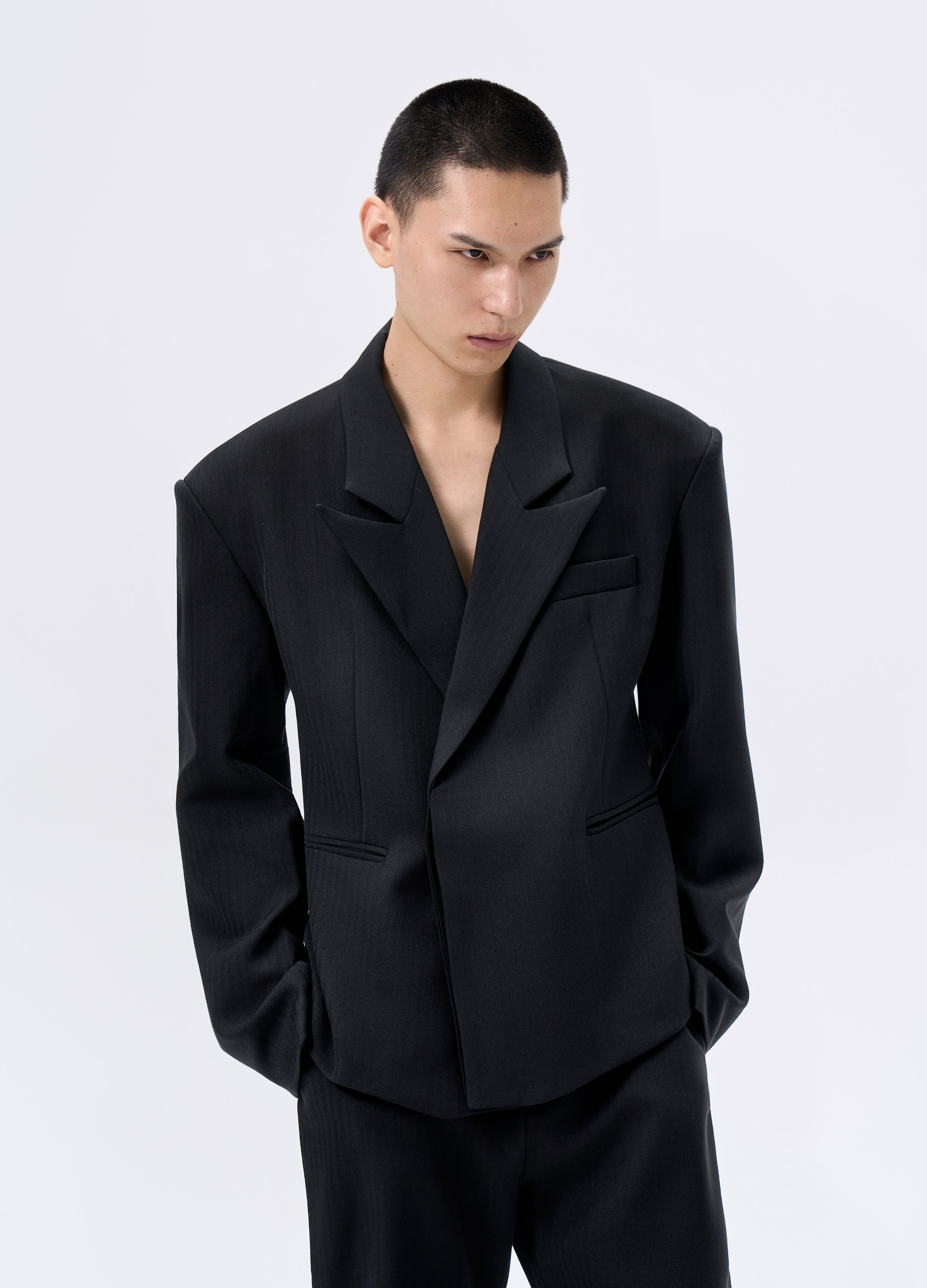 25FW HERRINGBONE HOURGLASS BLAZER