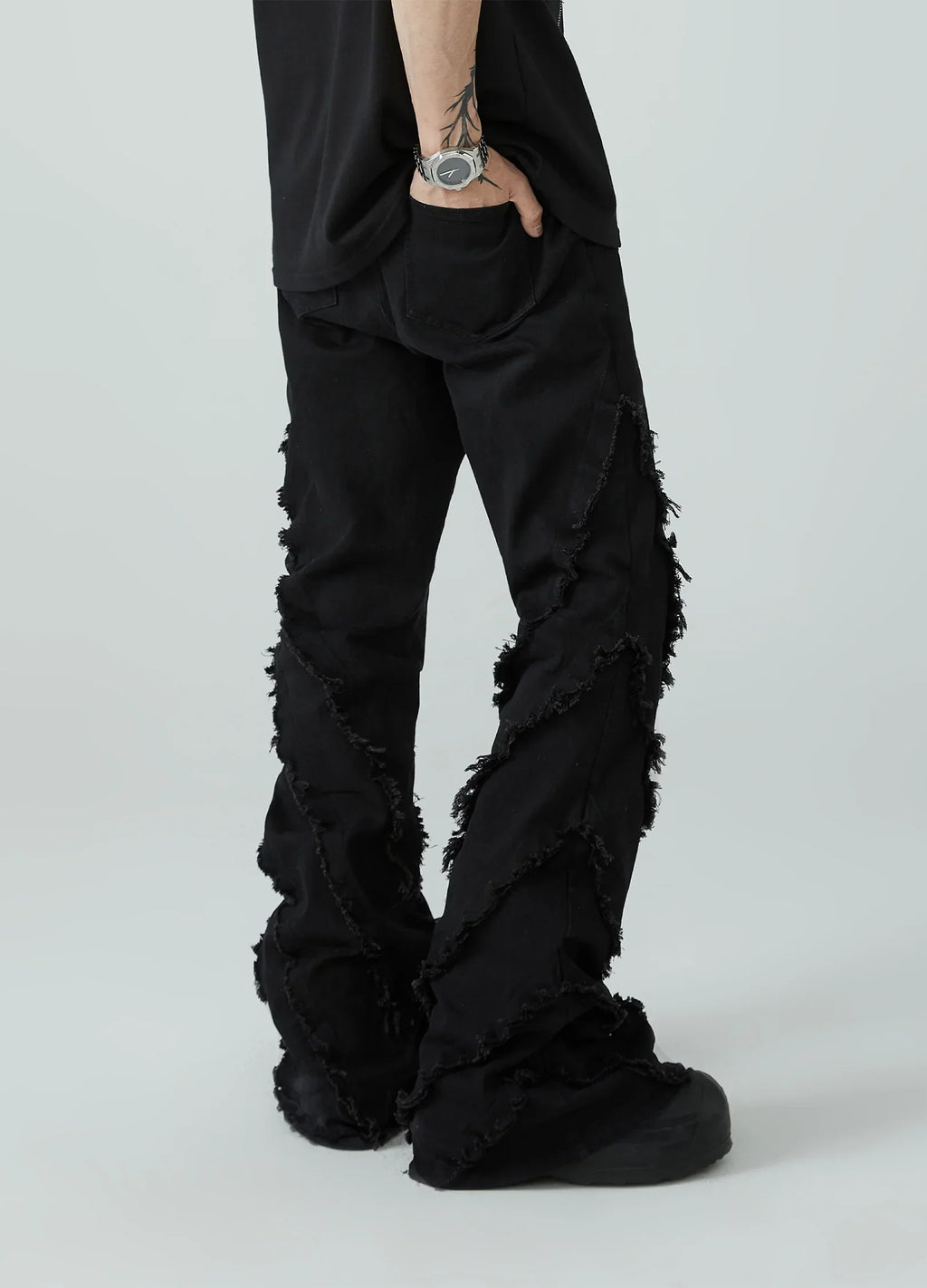22SS Noir Flare Distressed Denim