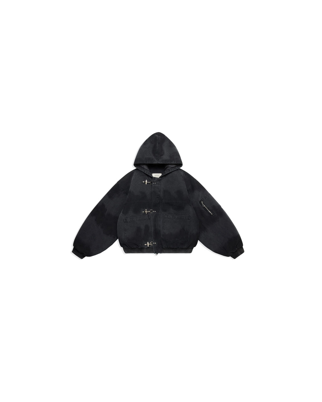 Shige 15oz Washed Black Canvas Clasp Bomber Jacket