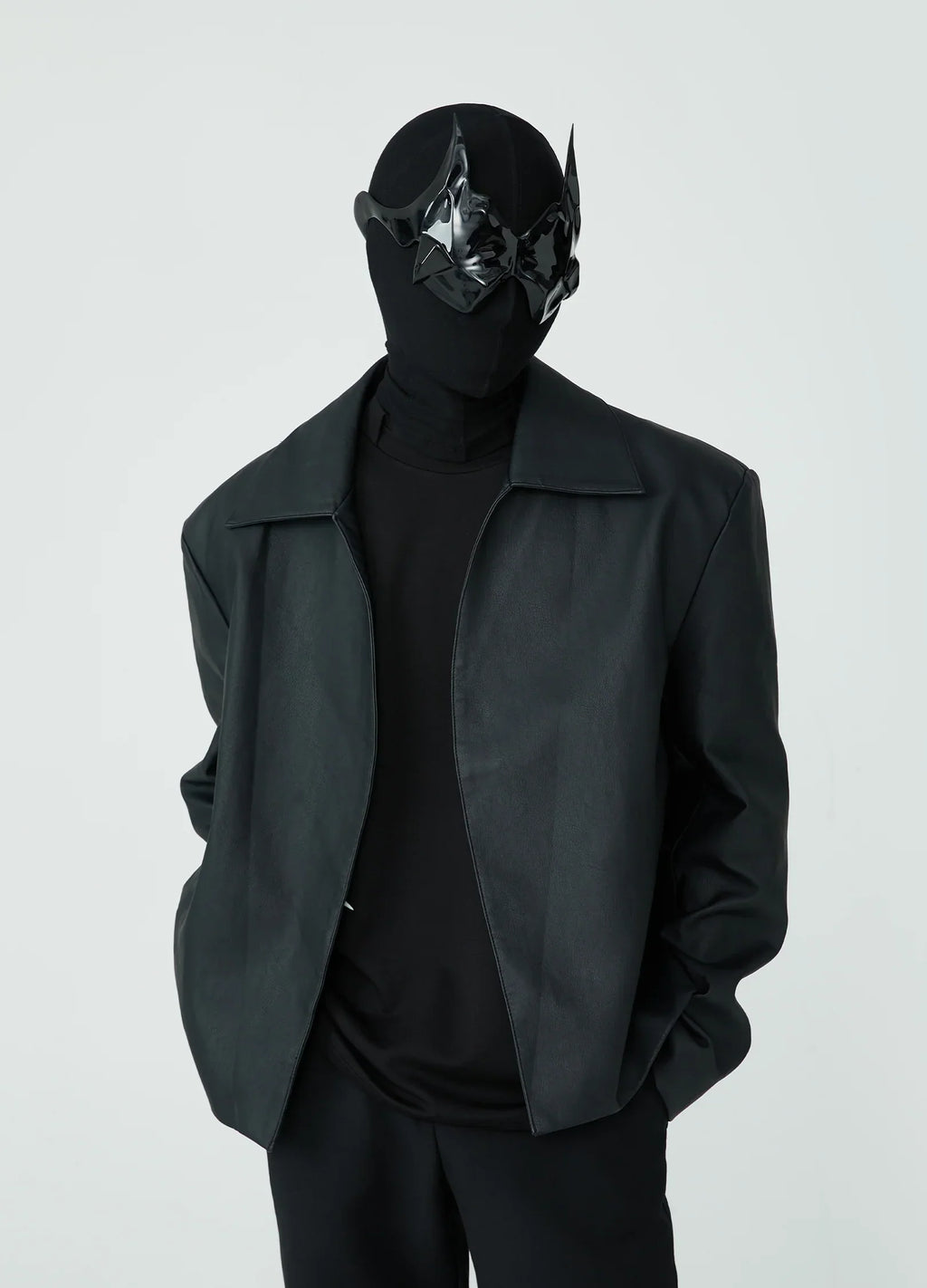 23SS Noir Minimalist Leather Jacket