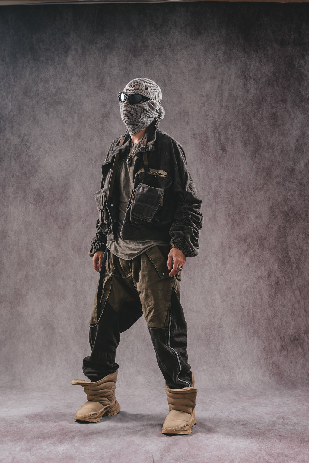 Wasteland Stand Collar Short Workwear Denim Jacket