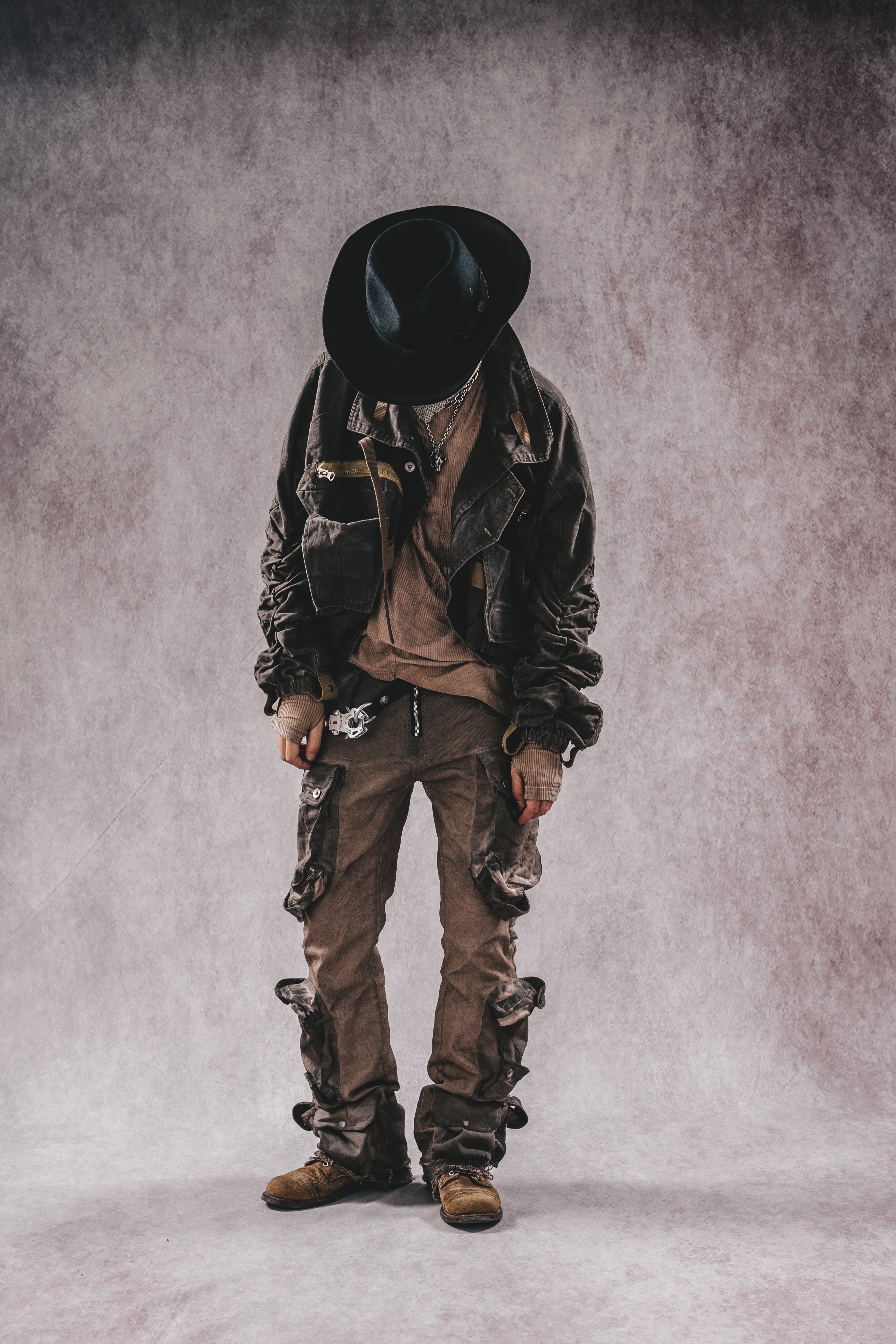 Wasteland Stand Collar Short Workwear Denim Jacket