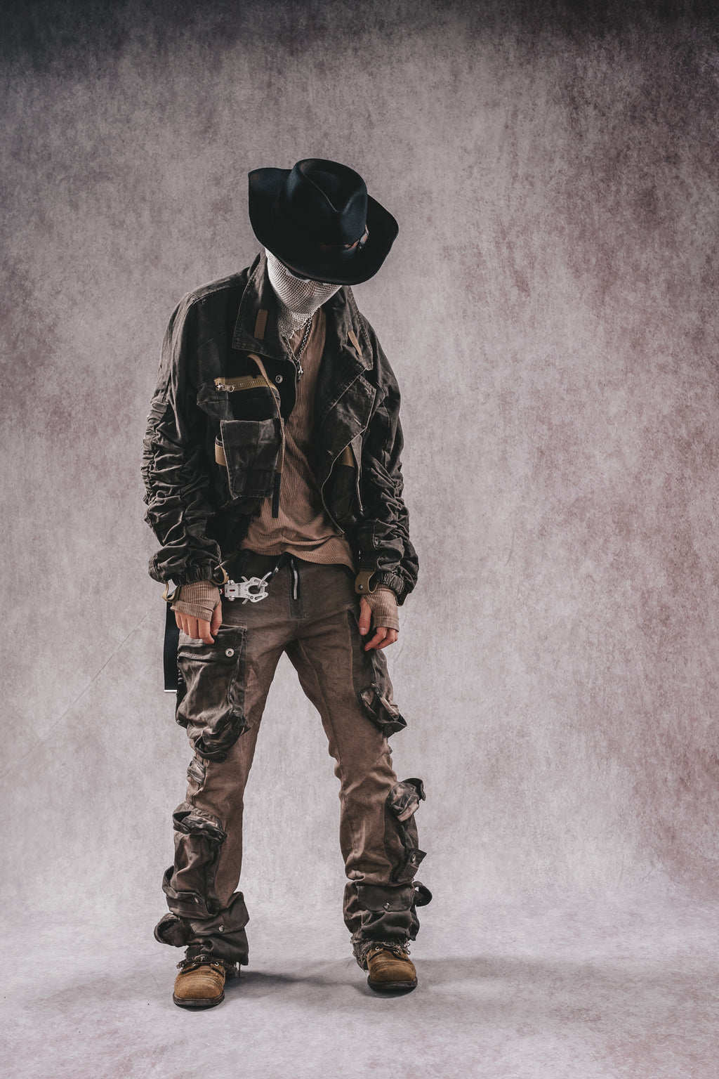 Wasteland Stand Collar Short Workwear Denim Jacket