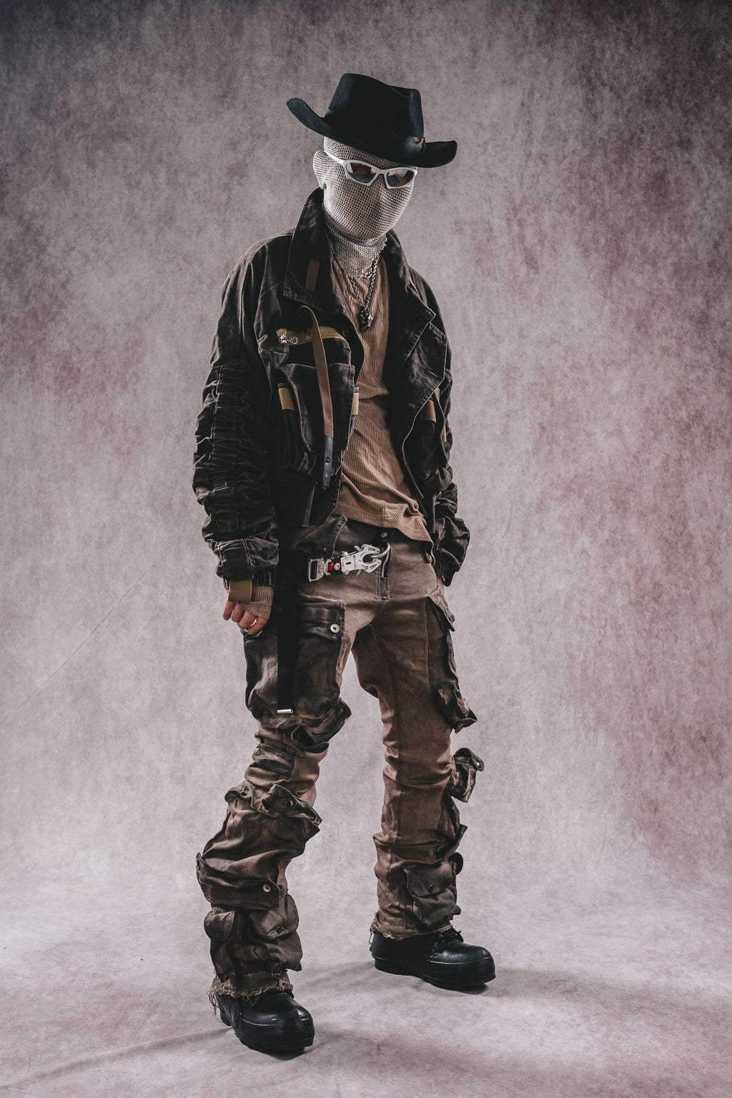 Wasteland Stand Collar Short Workwear Denim Jacket