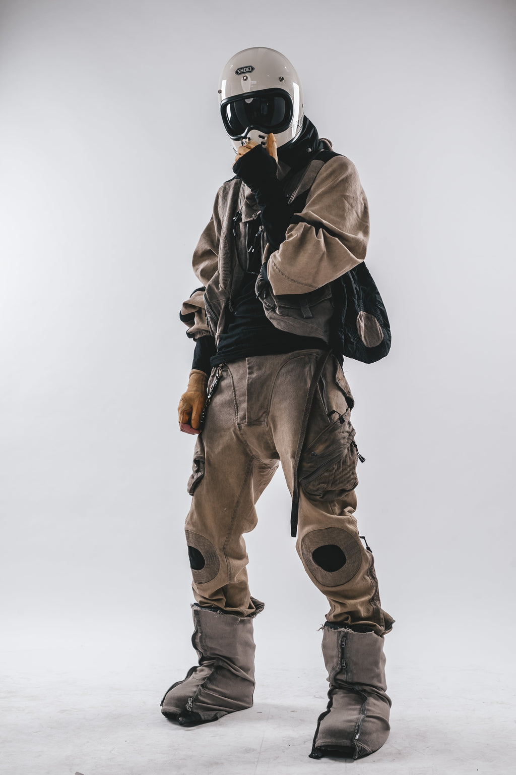 Layered Short Jacket with Detachable Net Hood