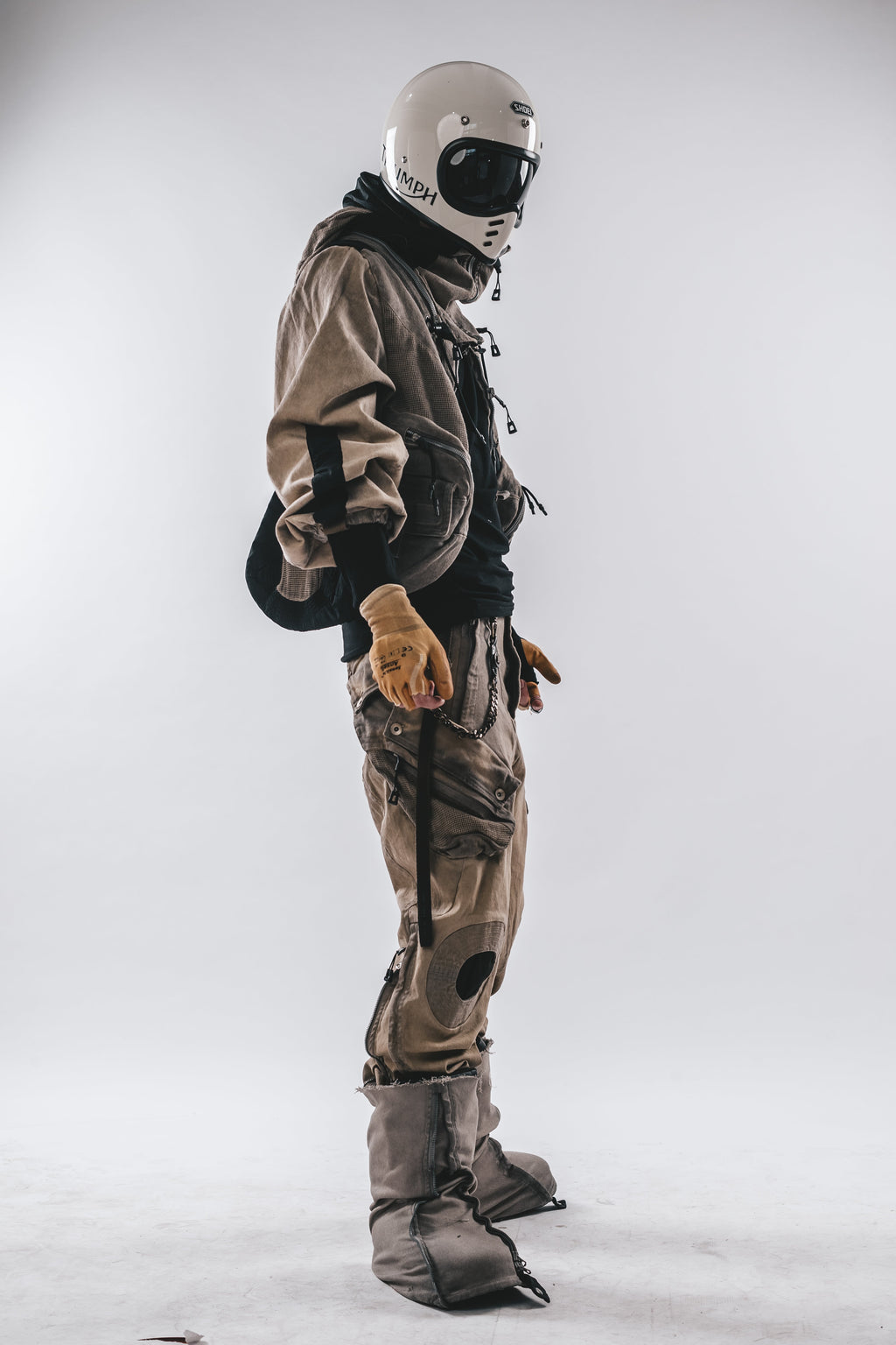 Layered Short Jacket with Detachable Net Hood