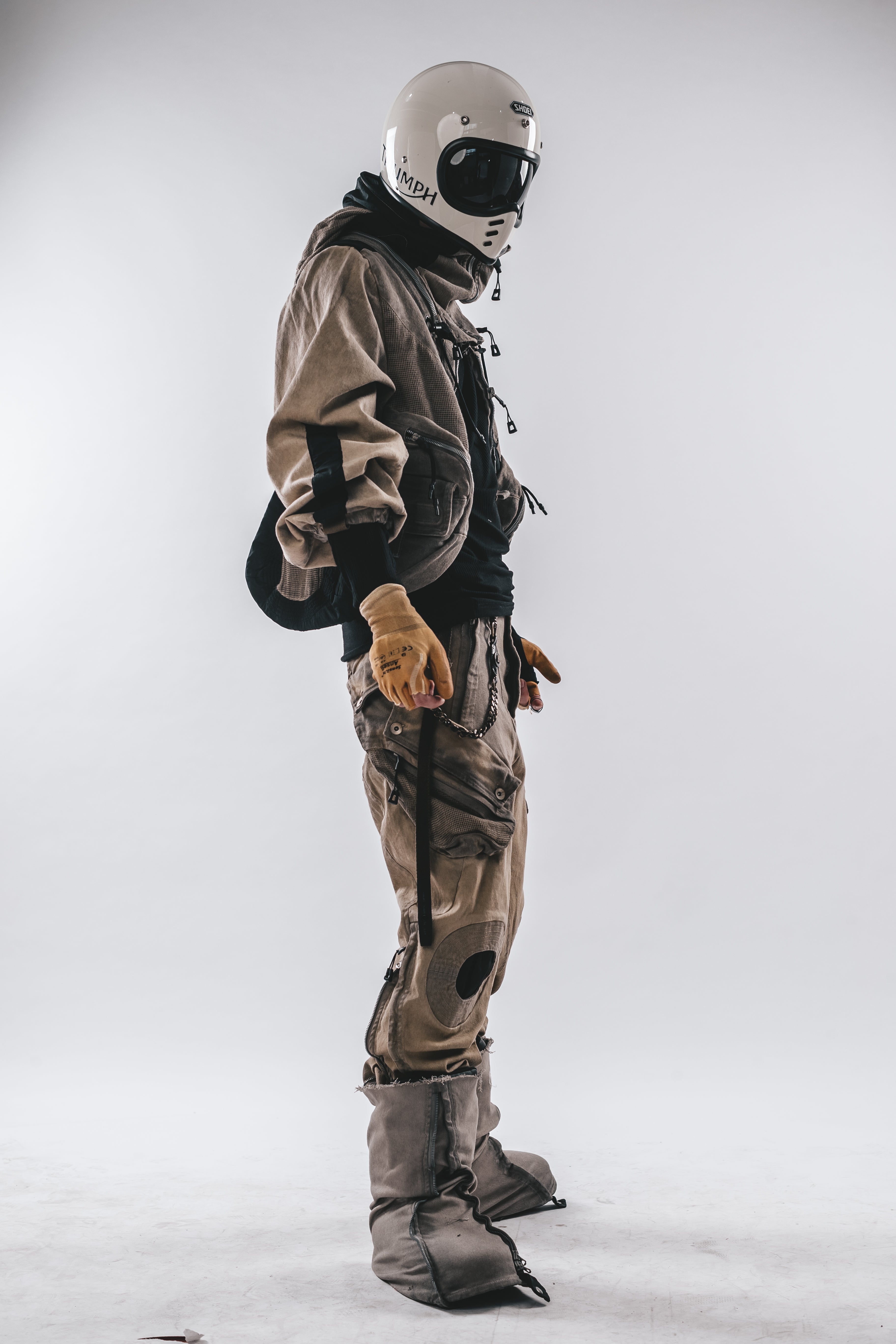 Layered Short Jacket with Detachable Net Hood