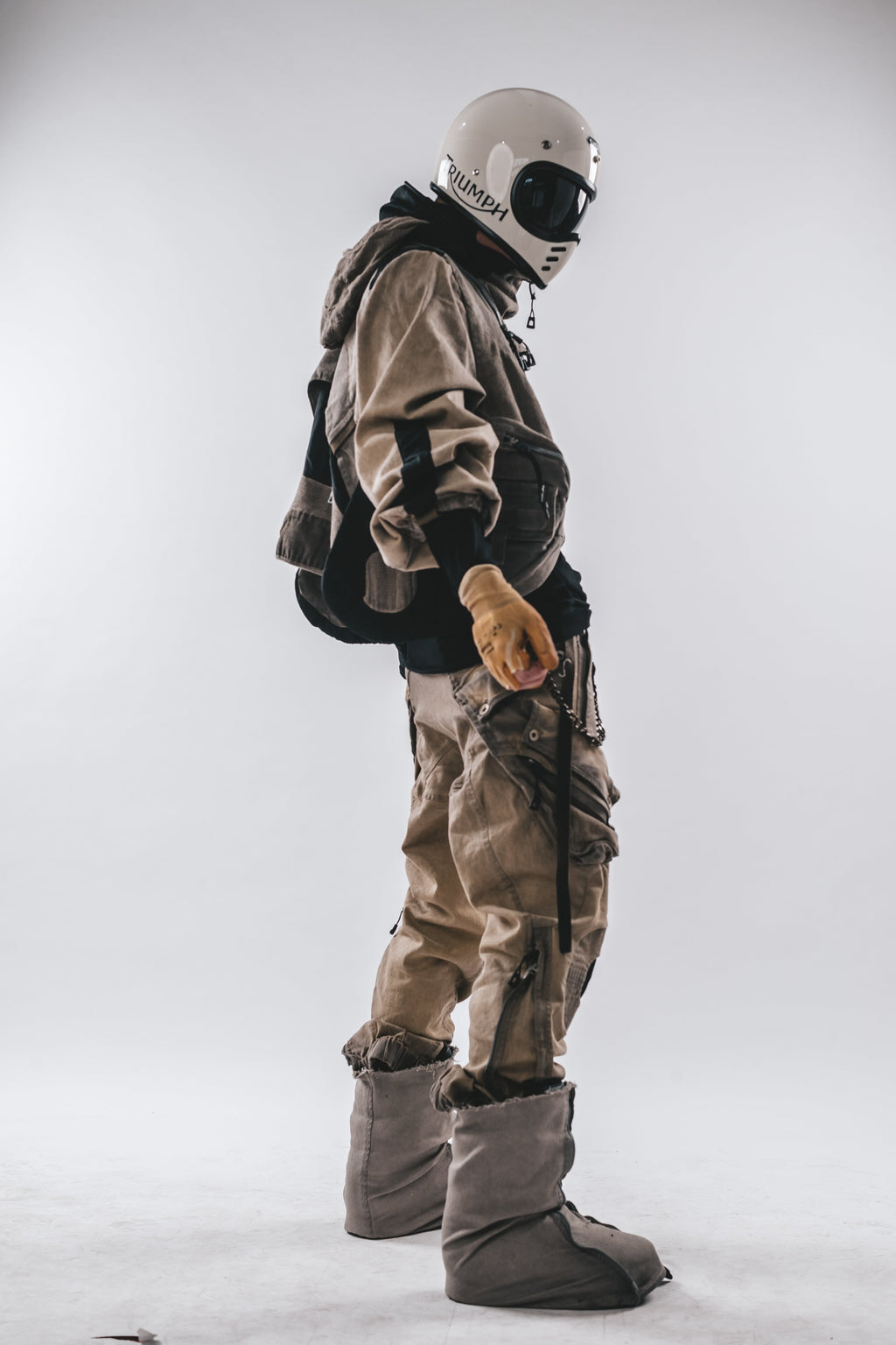 Layered Short Jacket with Detachable Net Hood