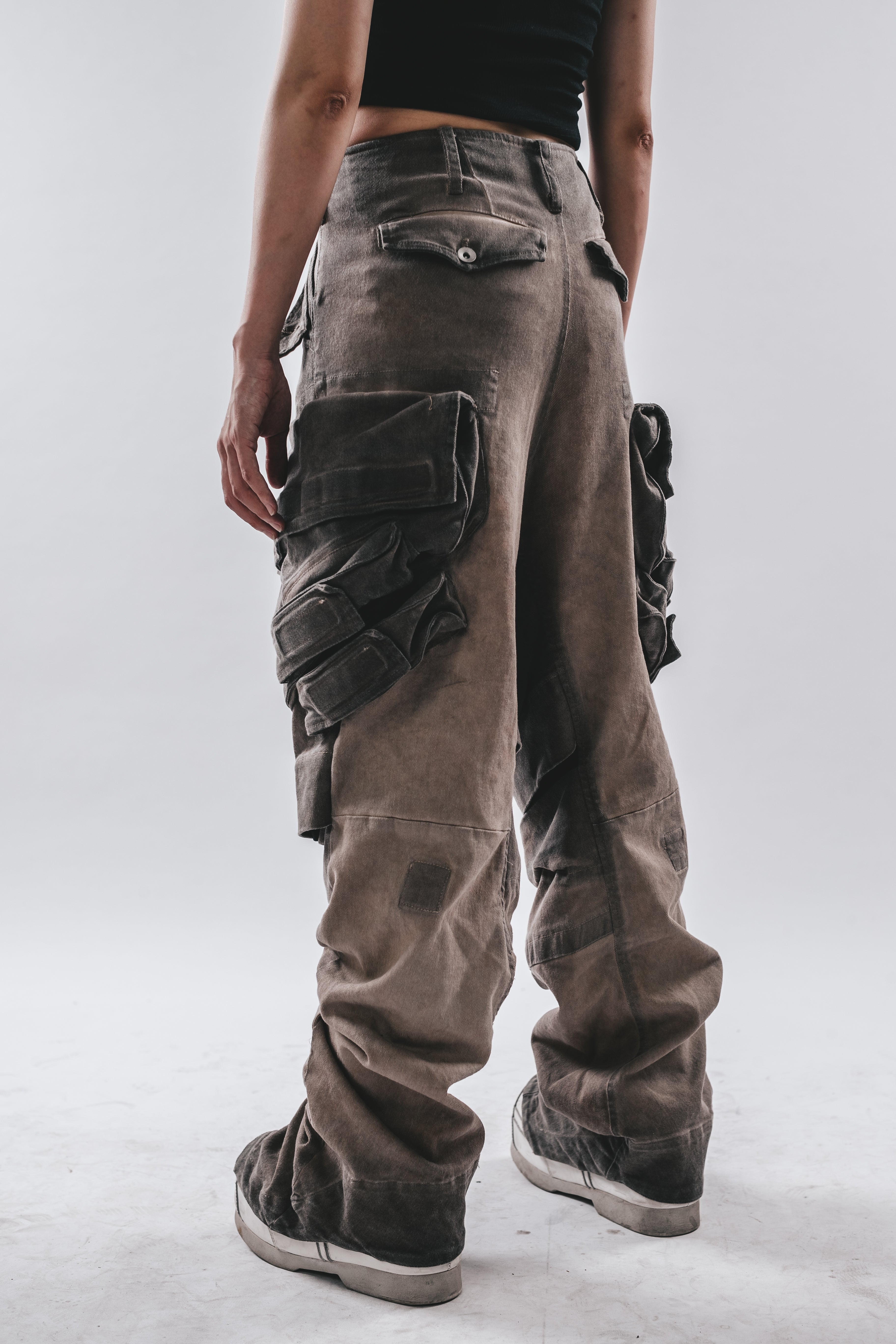 Heavy-Duty 3D Arc Pocket Washed Cargo Pants