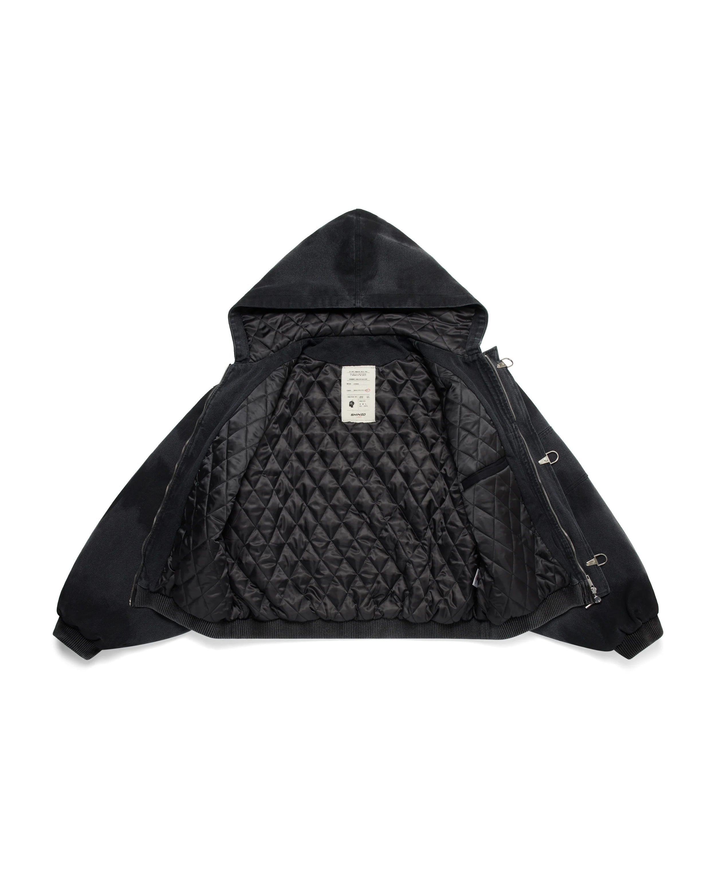 Shige 15oz Washed Black Canvas Clasp Bomber Jacket