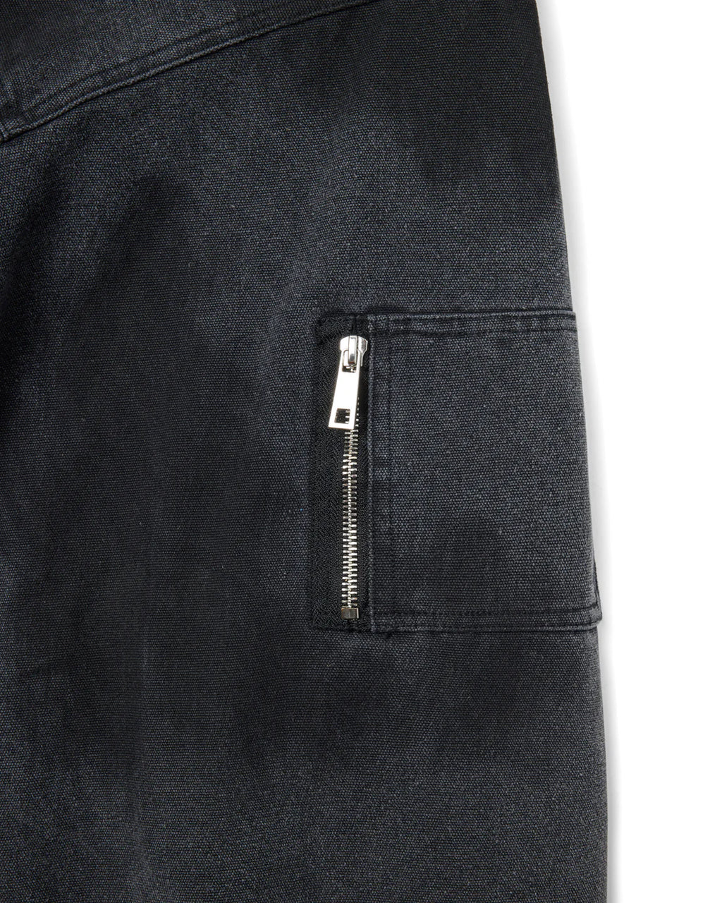 Shige 15oz Washed Black Canvas Clasp Bomber Jacket