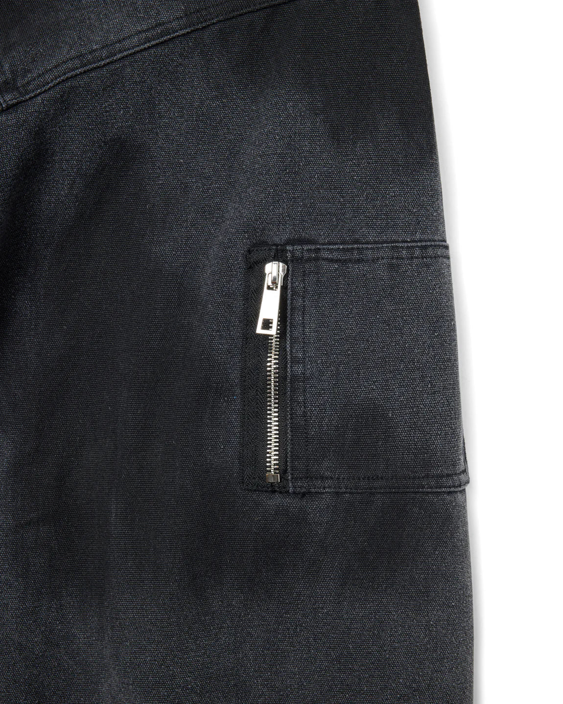 Shige 15oz Washed Black Canvas Clasp Bomber Jacket