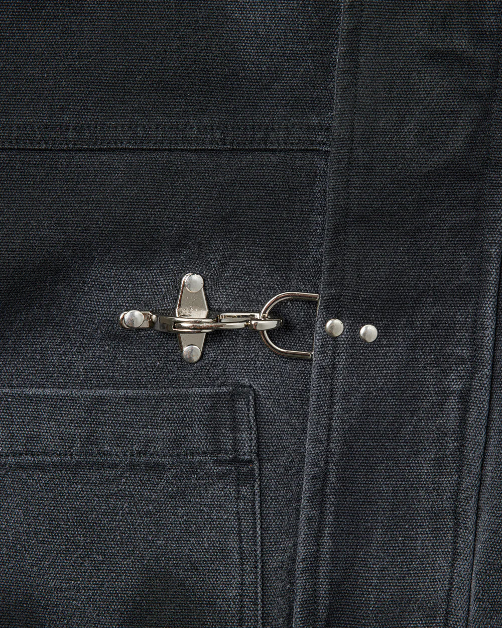 Shige 15oz Washed Black Canvas Clasp Bomber Jacket