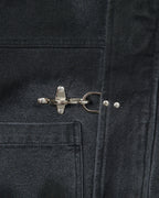 Shige 15oz Washed Black Canvas Clasp Bomber Jacket